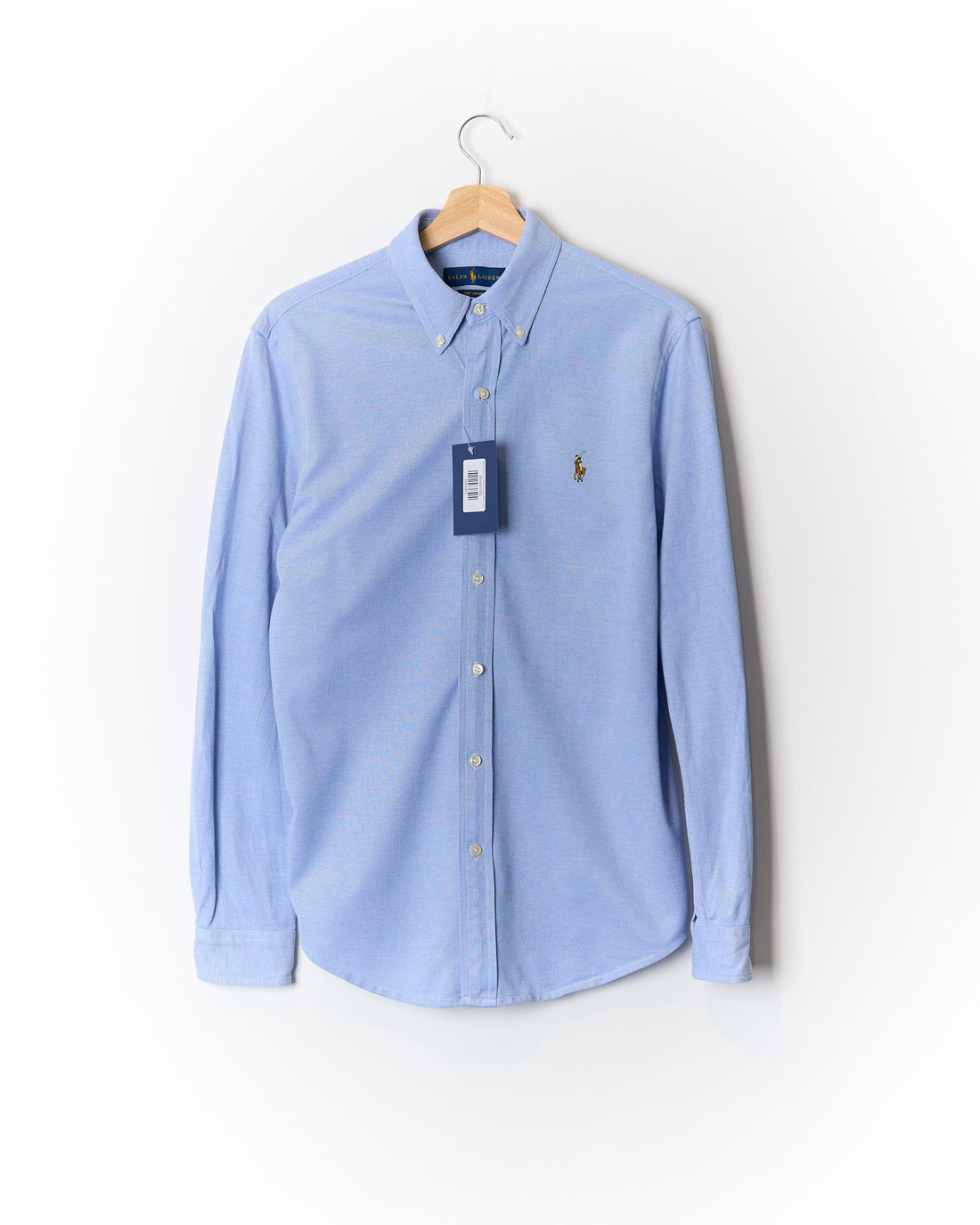 Ralph Lauren Light Blue Knit Oxford Button Down Cotton Shirt