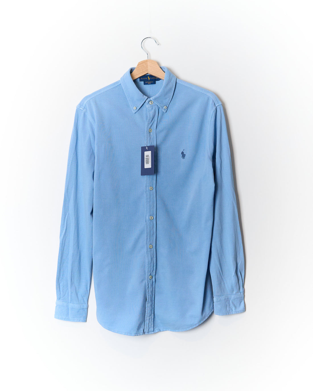 Ralph Lauren Light Blue Featherweight Mesh Button Down Cotton Shirt