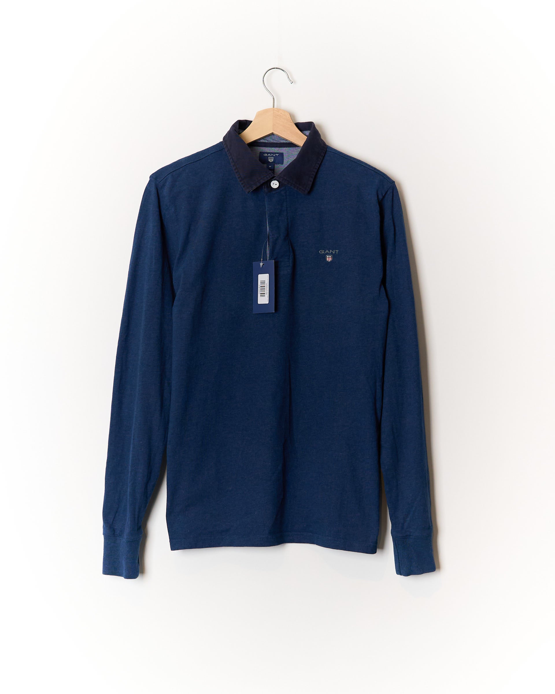 Gant Navy Long Sleeved Dark Blue Collar Cotton Rugger