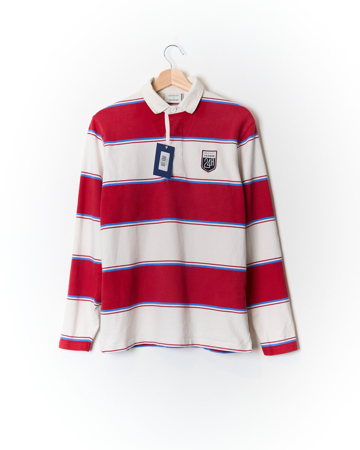 Gant x Le Mans 24H Red, White and Blue Striped Long Sleeved Cotton Rugger