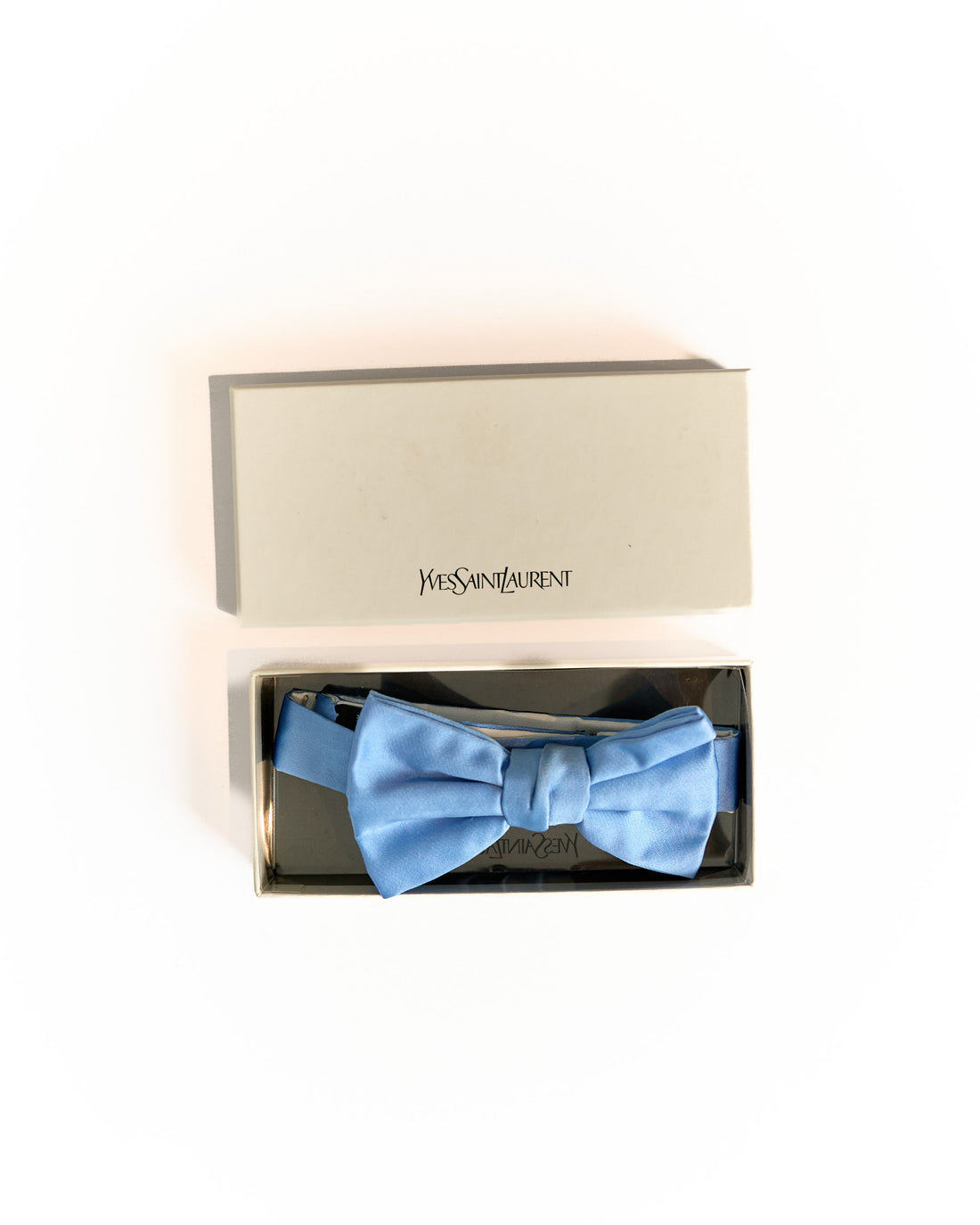 Yves Saint Laurent Light Blue Silk Bow Tie