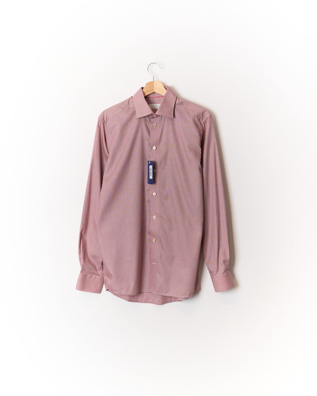 Eton Red and Navy Checkered Contemporary Cotton Shirt