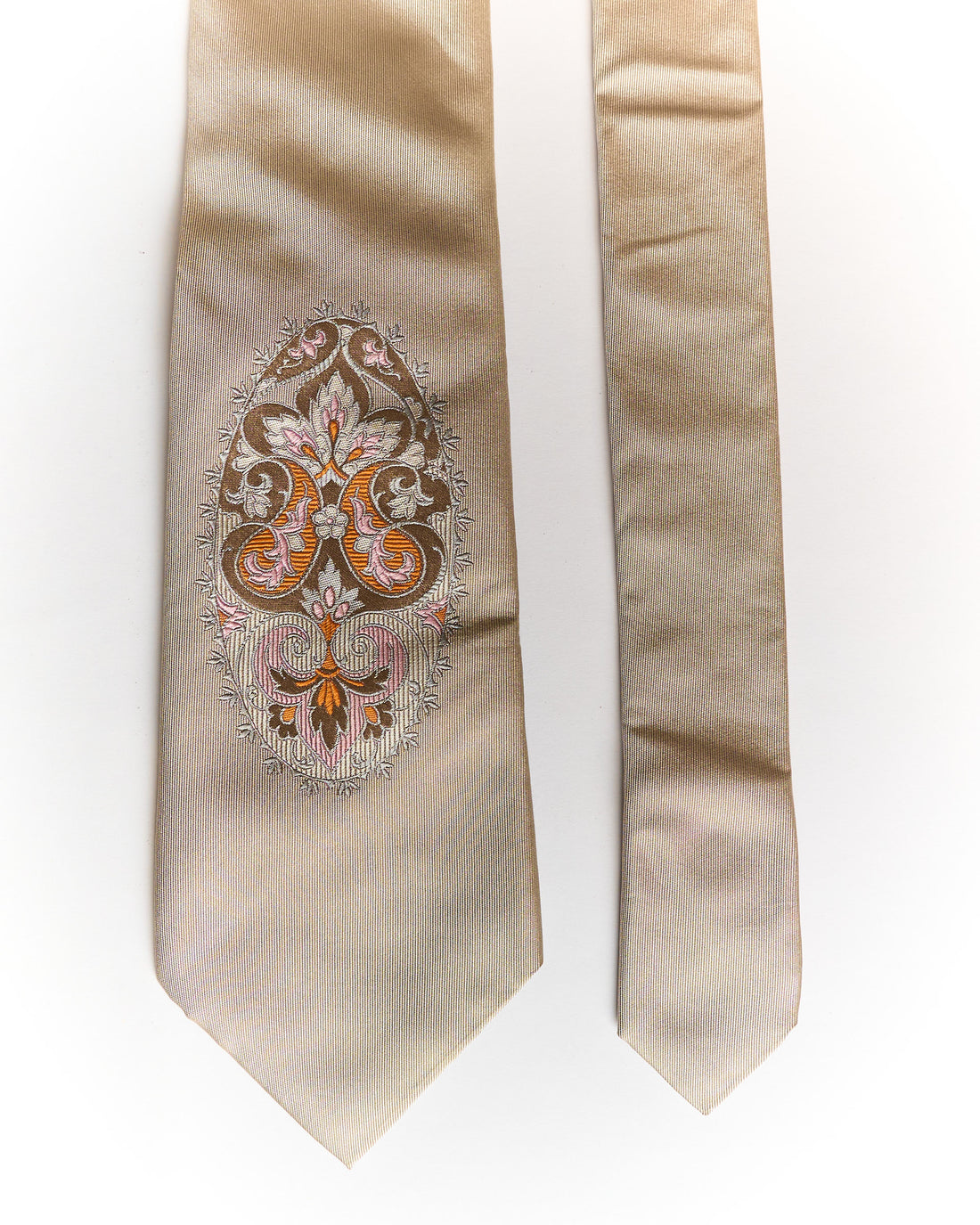 Kenzo Homme Beige Paisley Crest Vintage Silk Tie