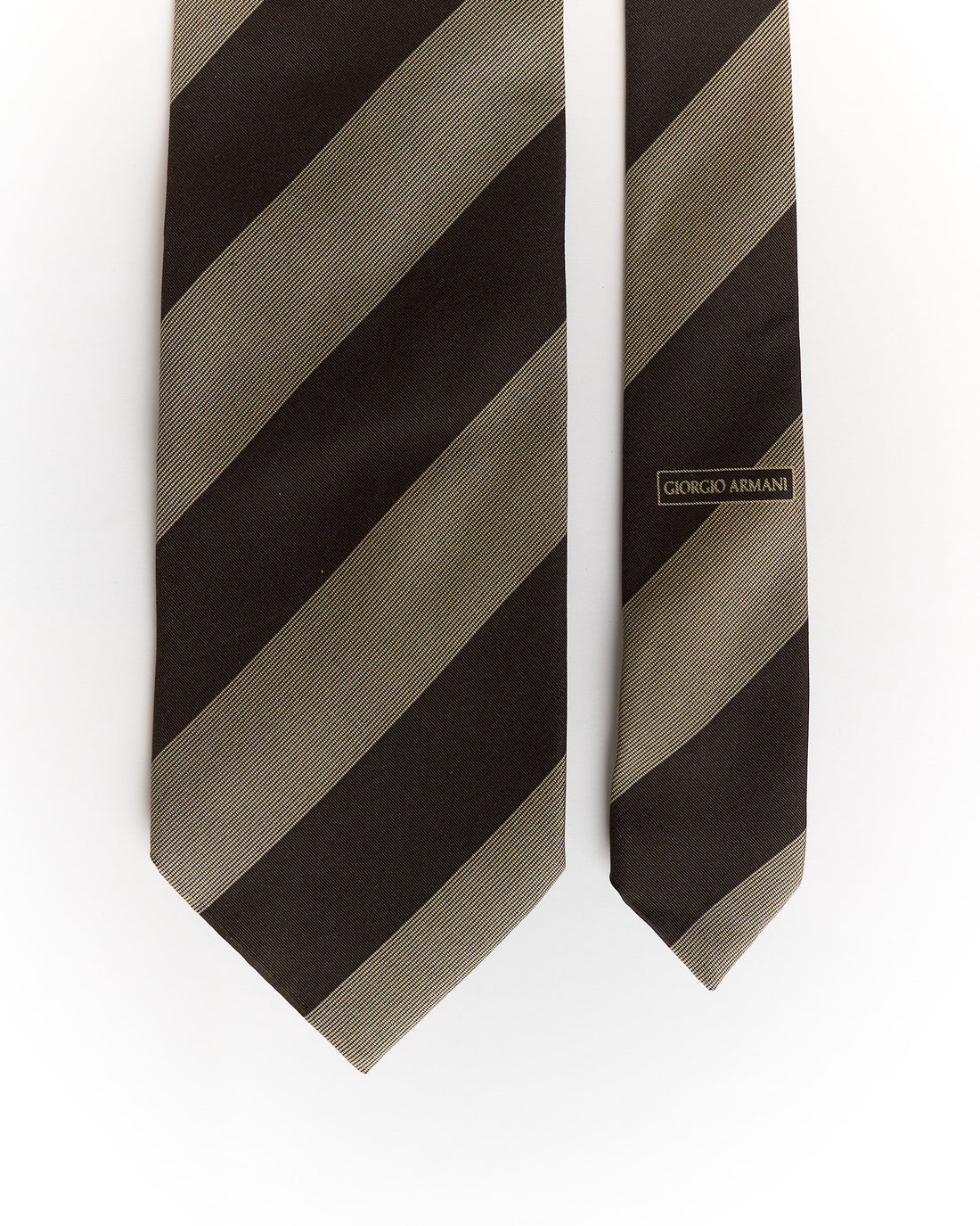 Giorgio Armani Beige and Brown Striped Silk Tie