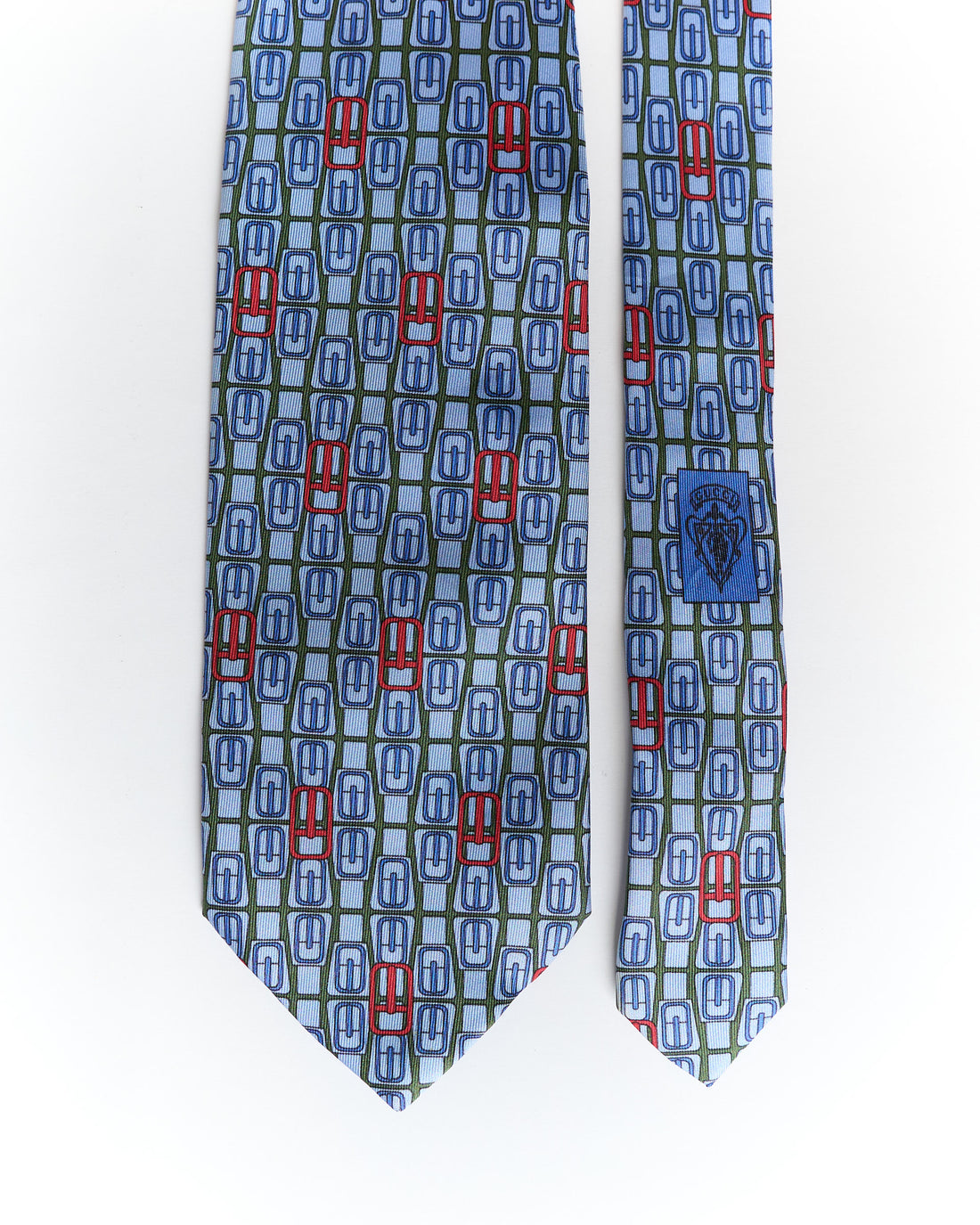 Gucci Light Blue Logo Checkered Silk Tie