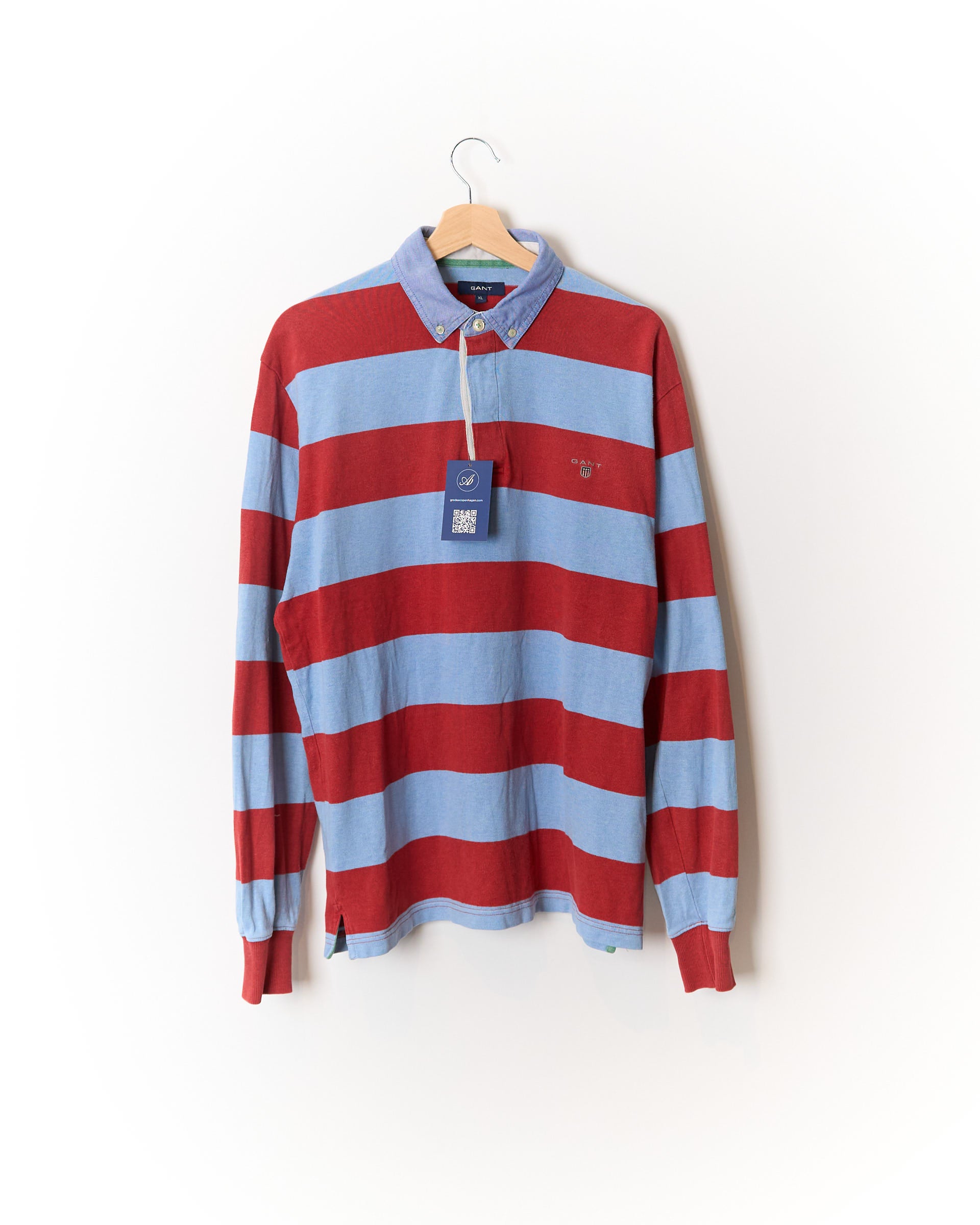 Gant Red and Light Blue Striped Cotton Rugger