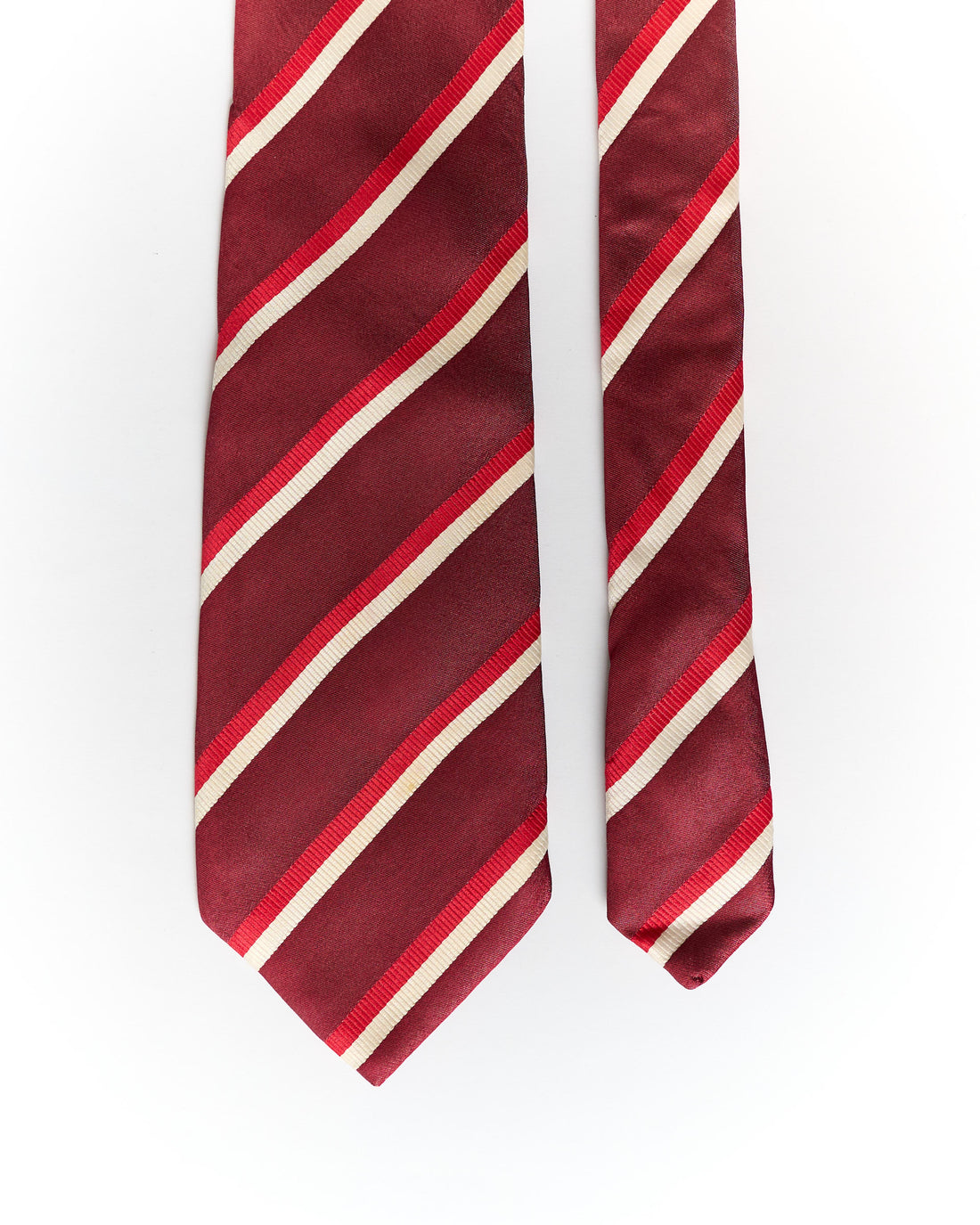 Kenzo Homme Bordeaux, Red and White Striped Silk Tie