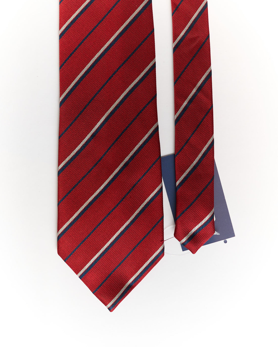 Versace Red, Navy and Grey Striped Vintage Silk Tie