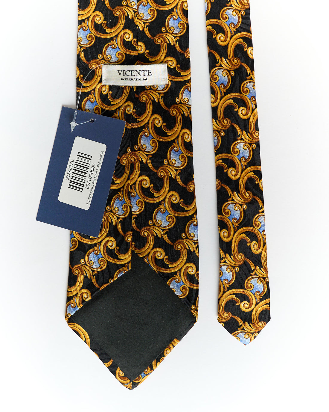 Vicente Black and Gold Chain Silk Tie