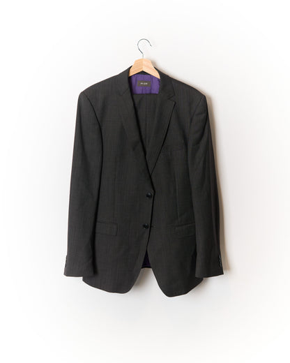 Van Gils Dark Grey Dotted Straight Leg Wool Suit