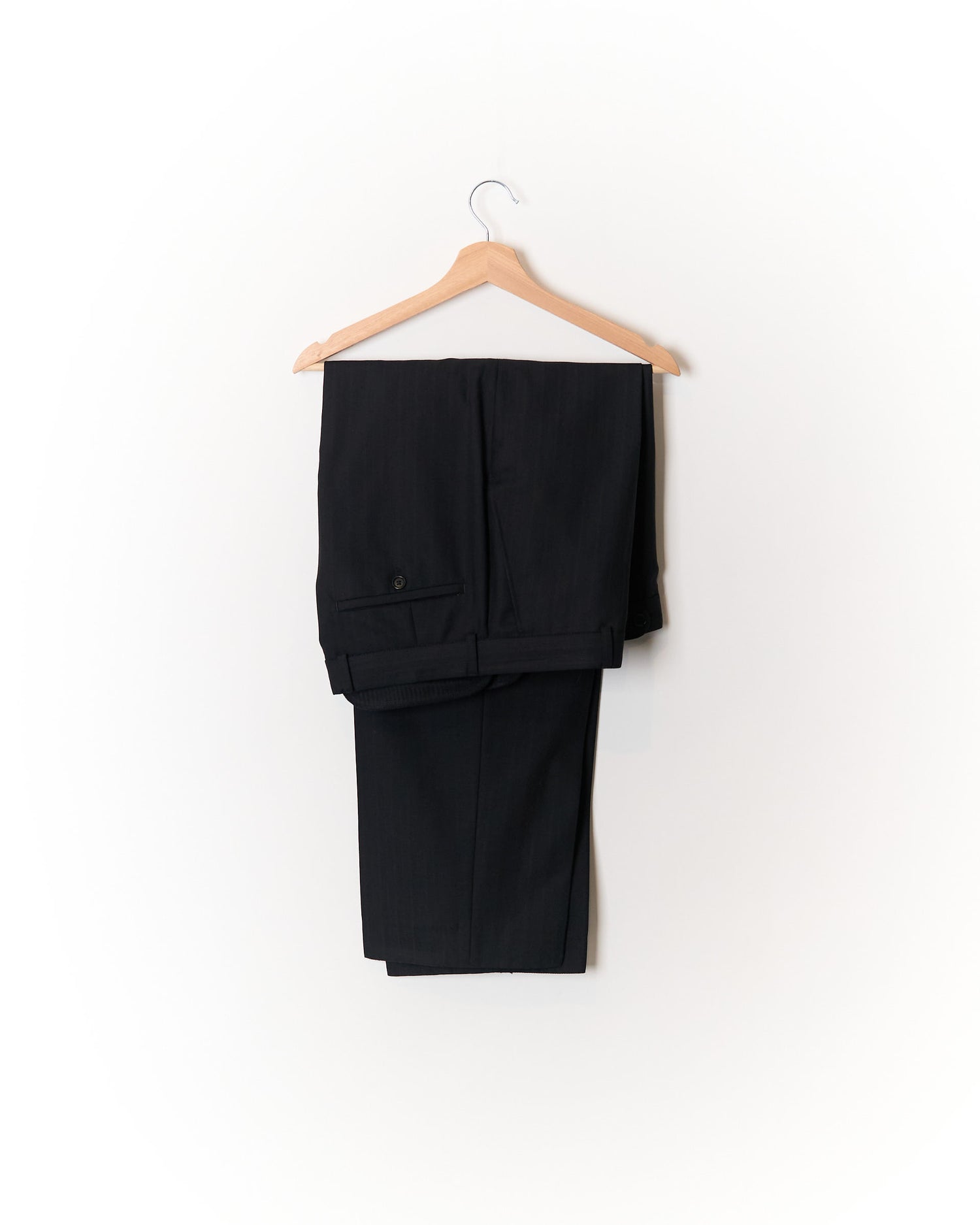 Webmore Black Striped Straight Leg Wool Suit