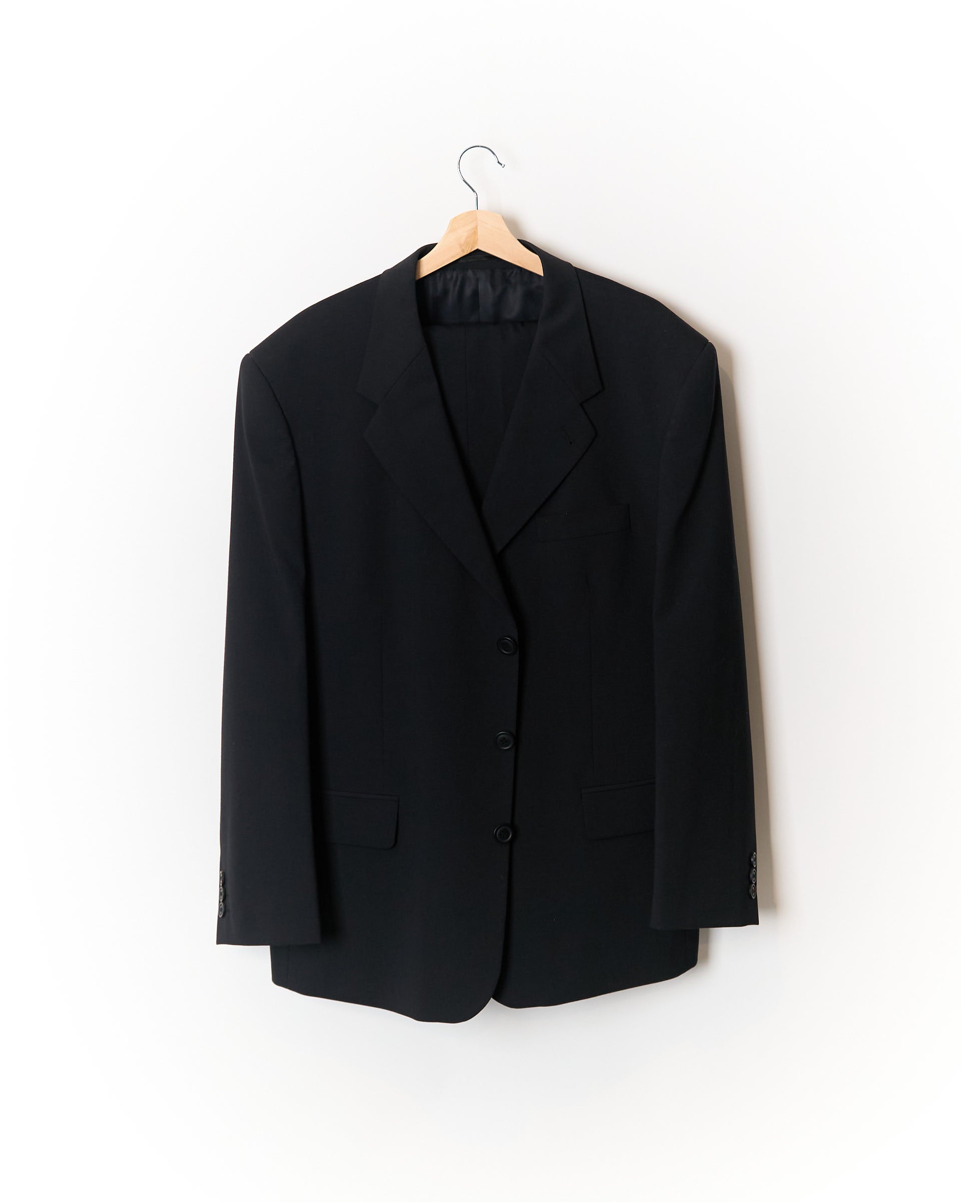 Dynast Black Straight Leg Wool Suit