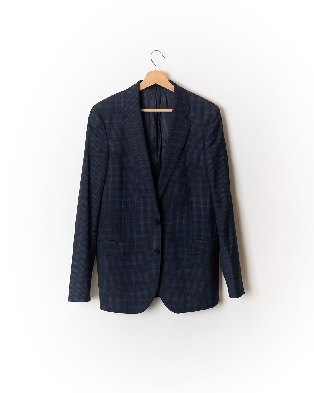 Gant Navy Checkered Slim Wool Blazer