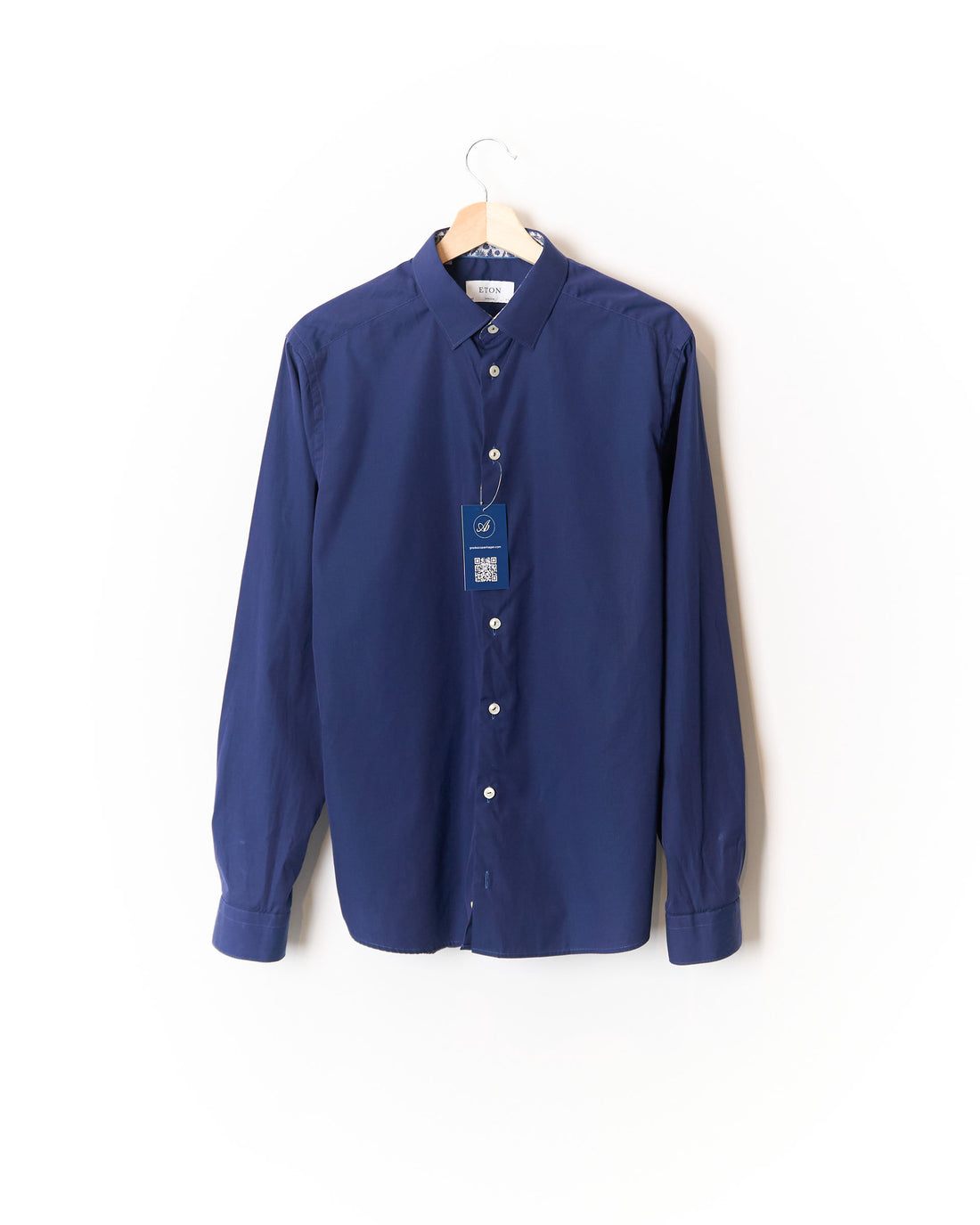 Eton Navy Super Slim Cotton Shirt