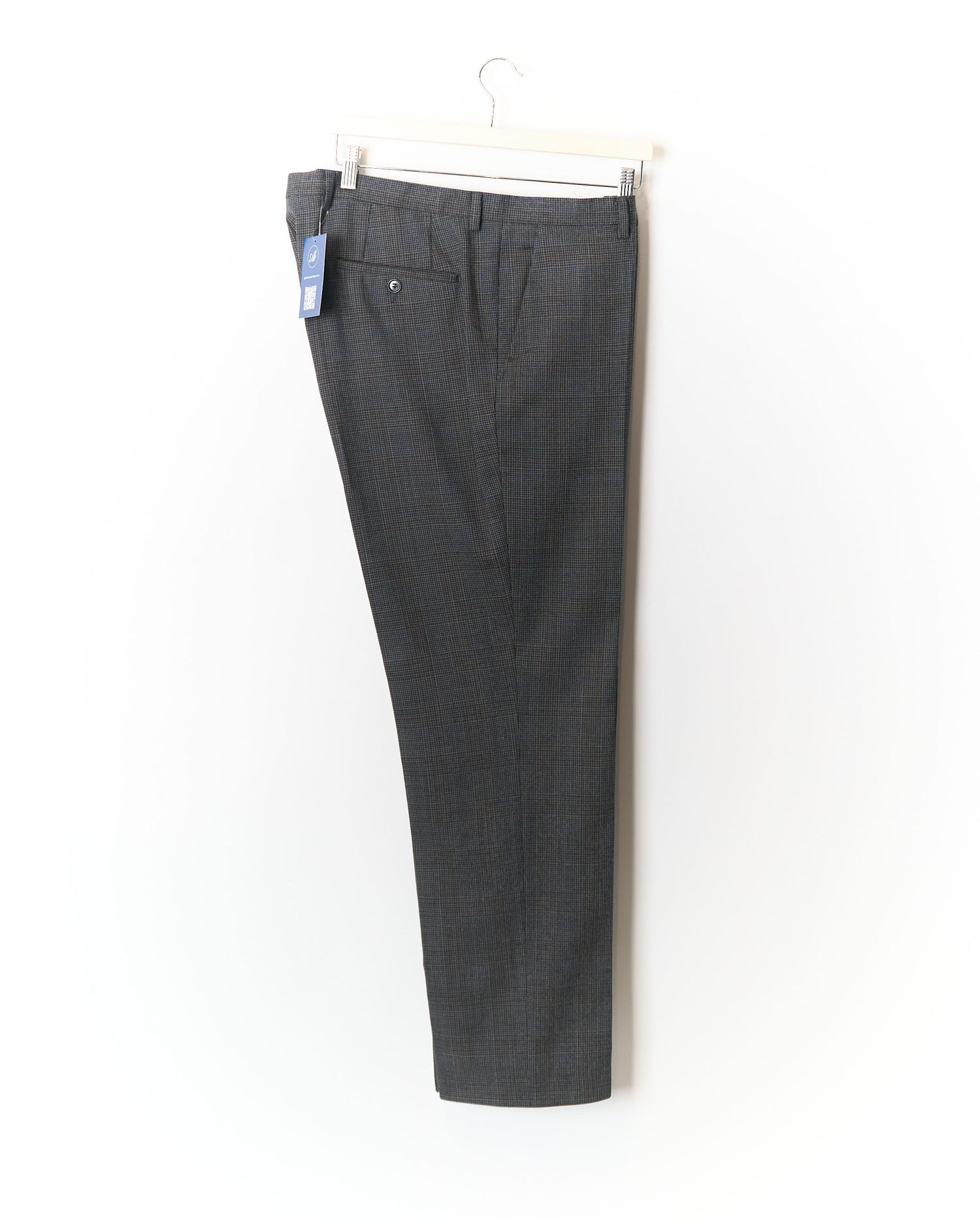 Hugo Boss Dark Grey and Brown Checkered Virgin Wool Dress Pants
