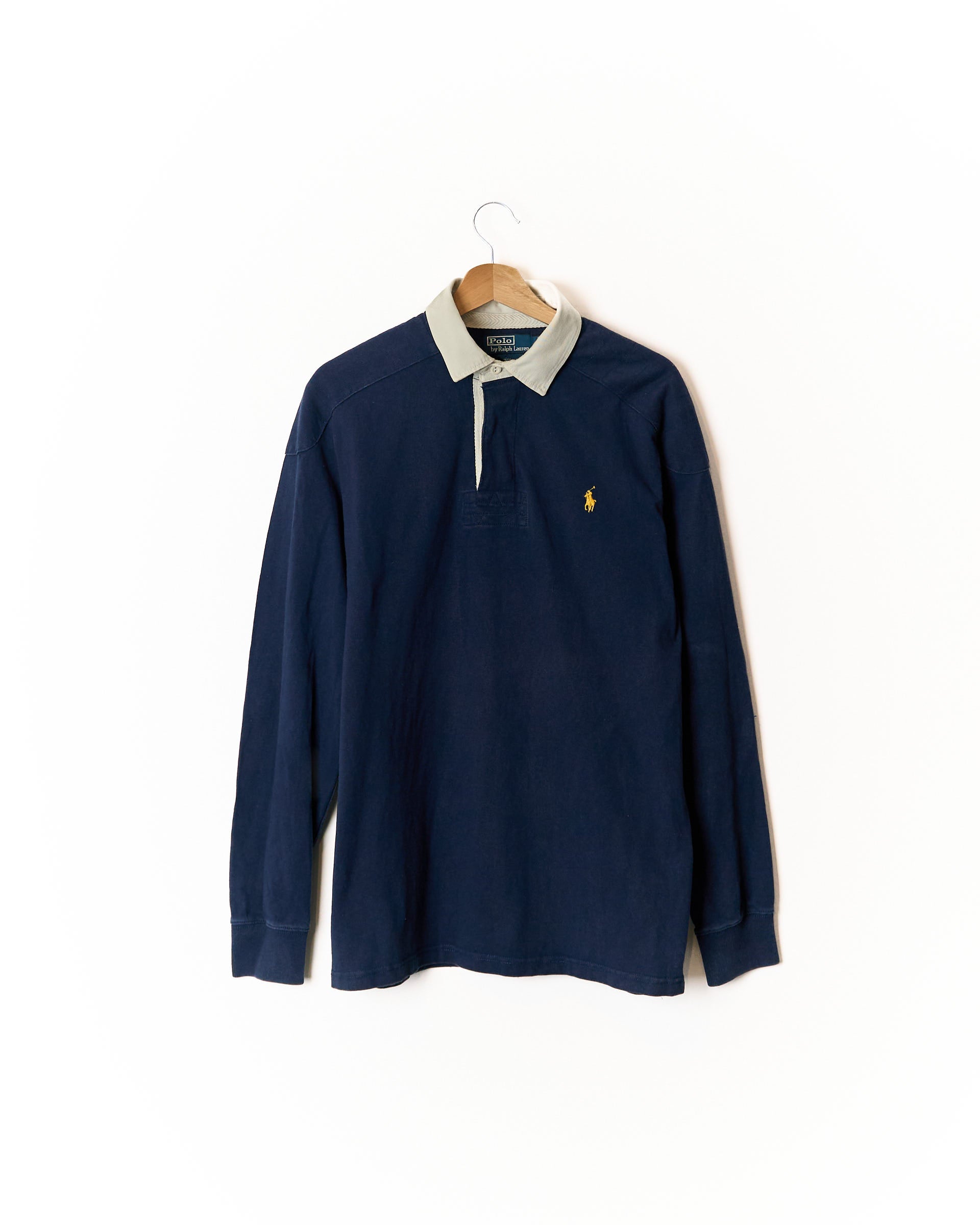 Ralph Lauren Navy Custom Fit White Collar Cotton Rugger