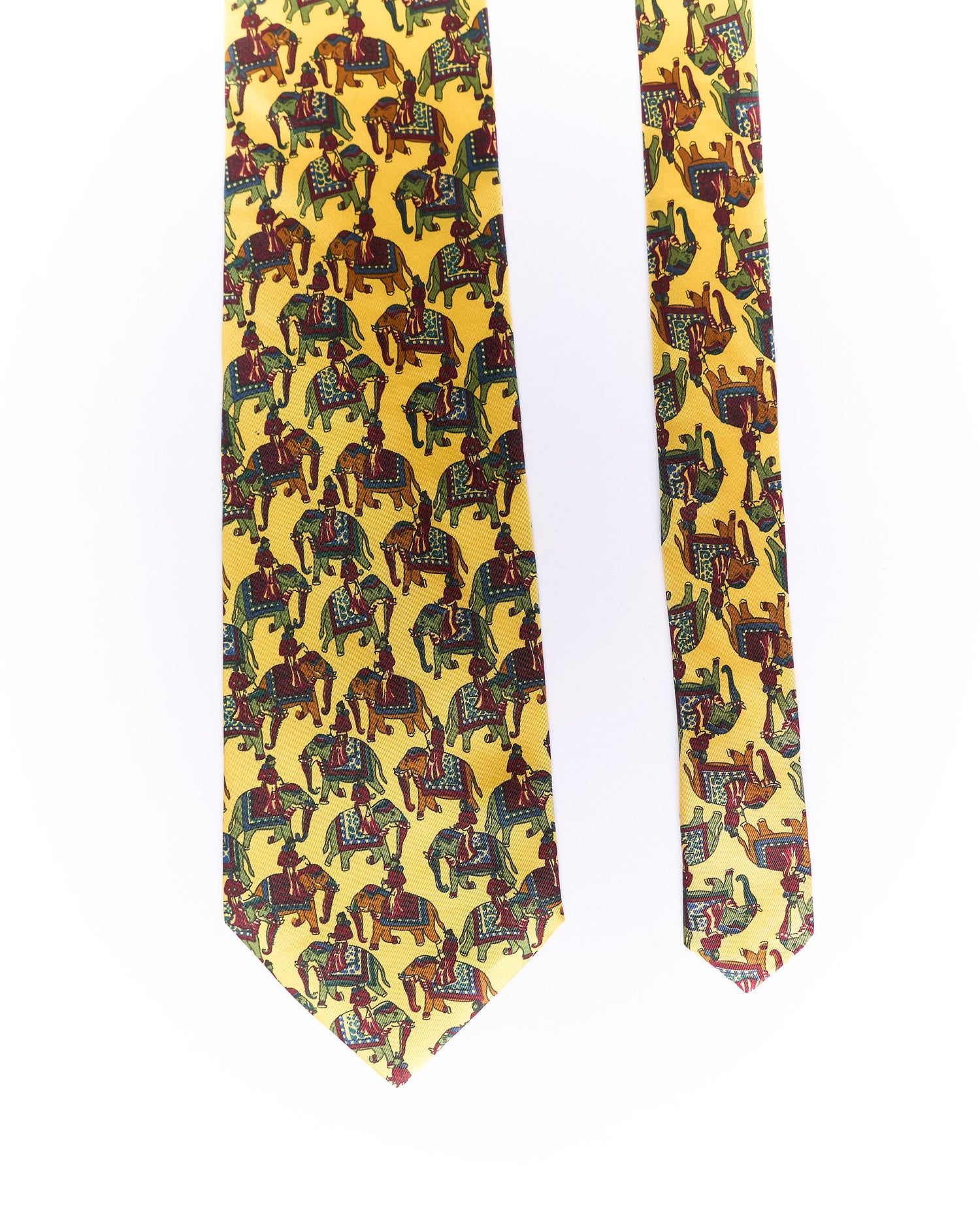 I Guelfi Yellow Elephant Print Silk Tie