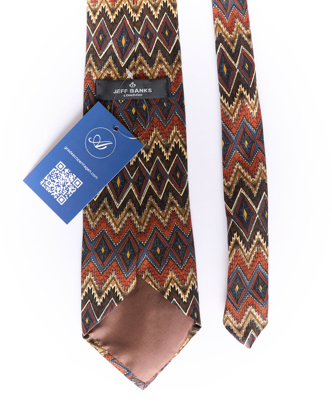 Jeff Banks London Brown and Orange Vintage Silk Tie