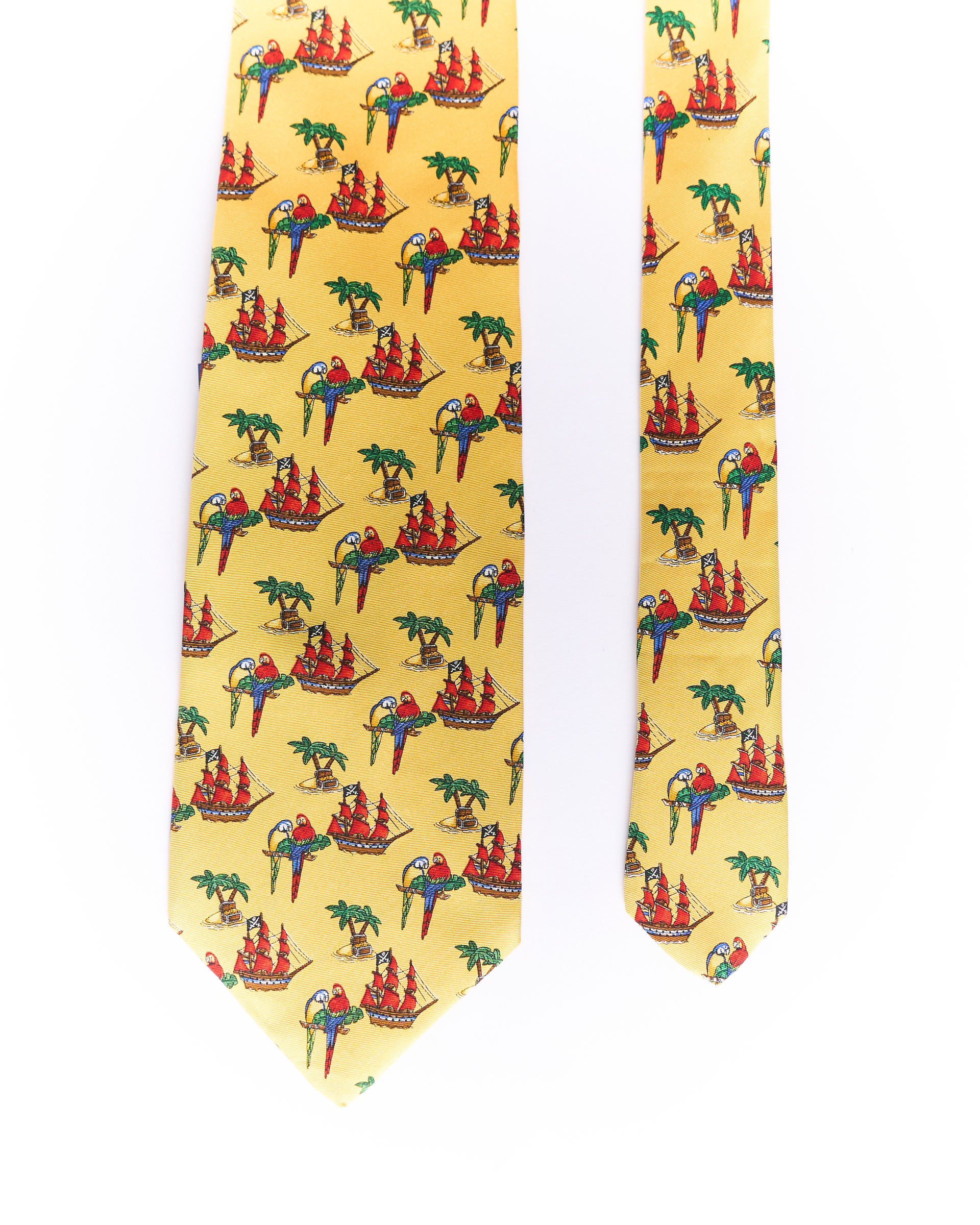 Lombardia Yellow Parrot Print Silk Tie