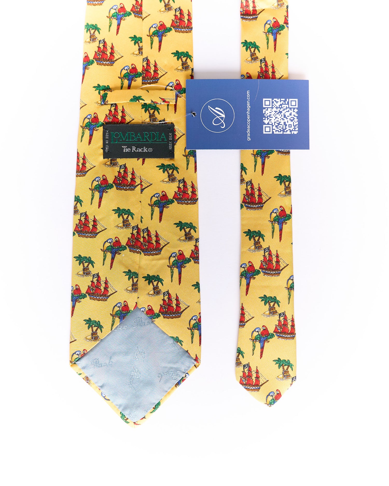 Lombardia Yellow Parrot Print Silk Tie