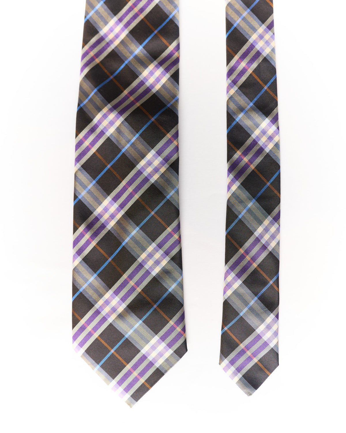Burberry Brown and Purple Checkered Silk Tie