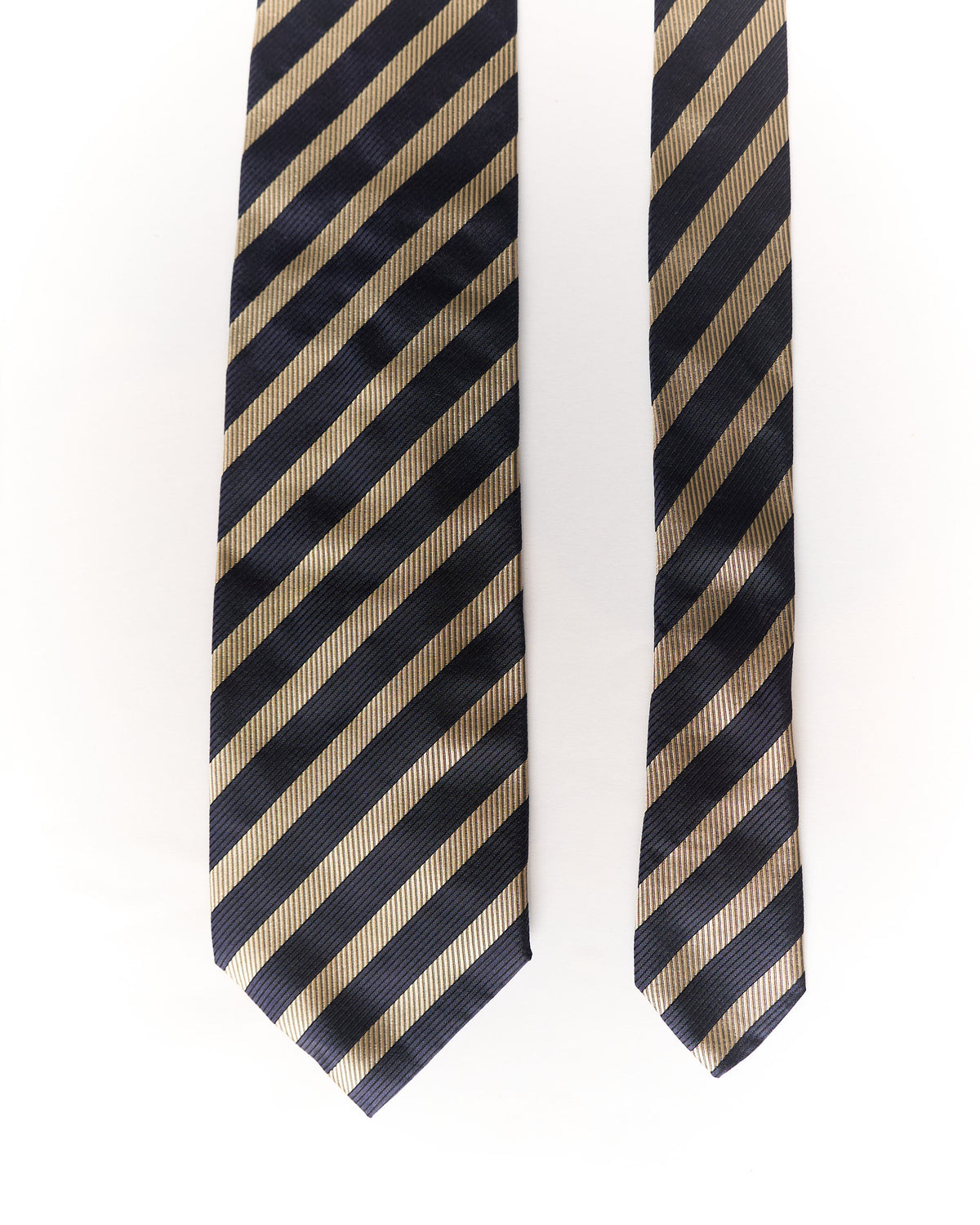 Corneliani Navy and Gold Striped Hand Made Silk Tie