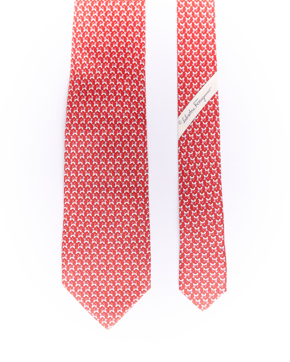 Salvatore Ferragamo Red Poodle Print Silk Tie