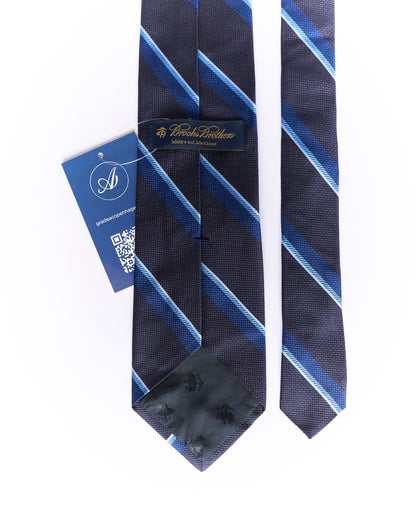 Brooks Brothers Navy and Blue Striped Silk Tie