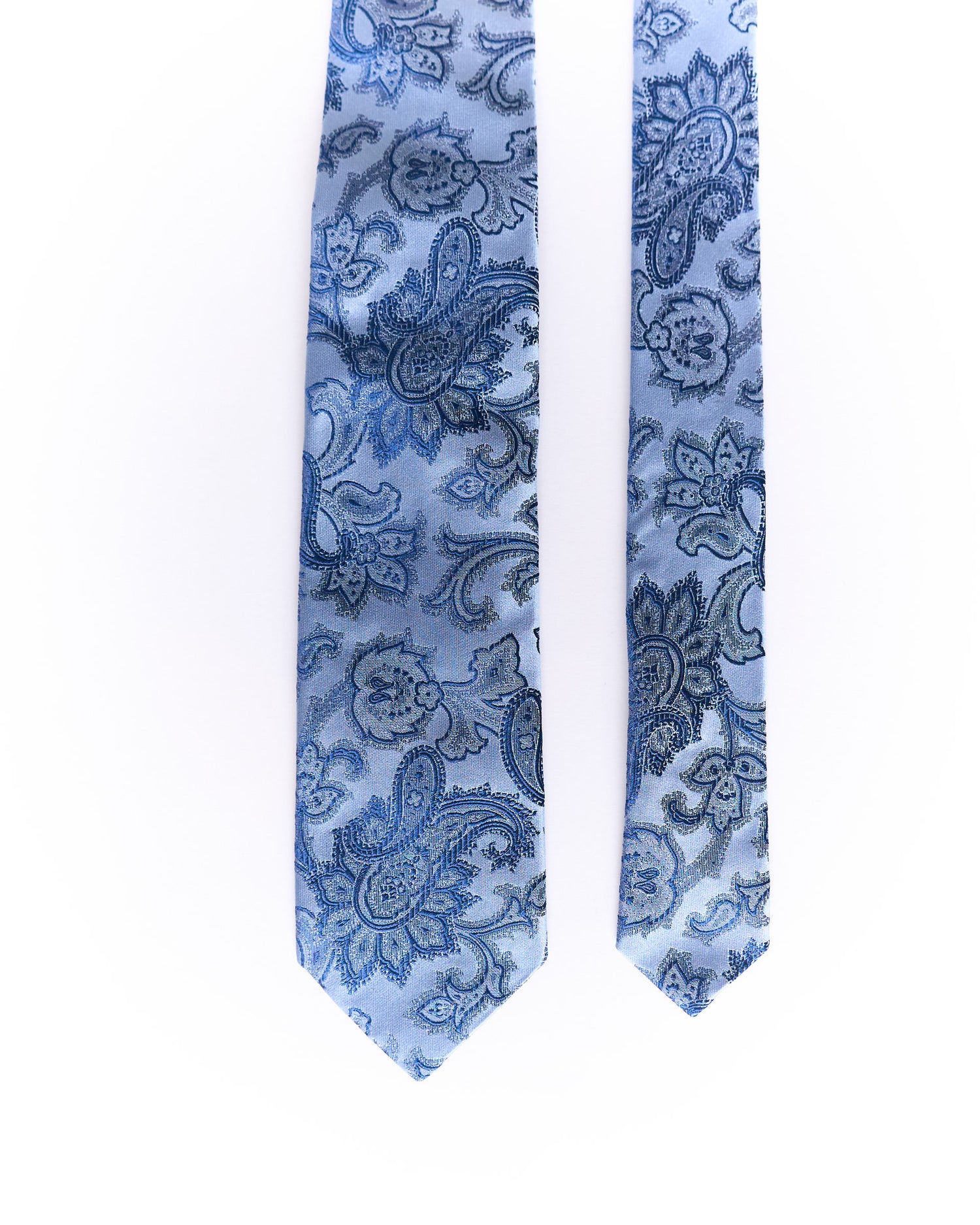 Sand Copenhagen Light Blue Paisley and Flower Print Silk Tie