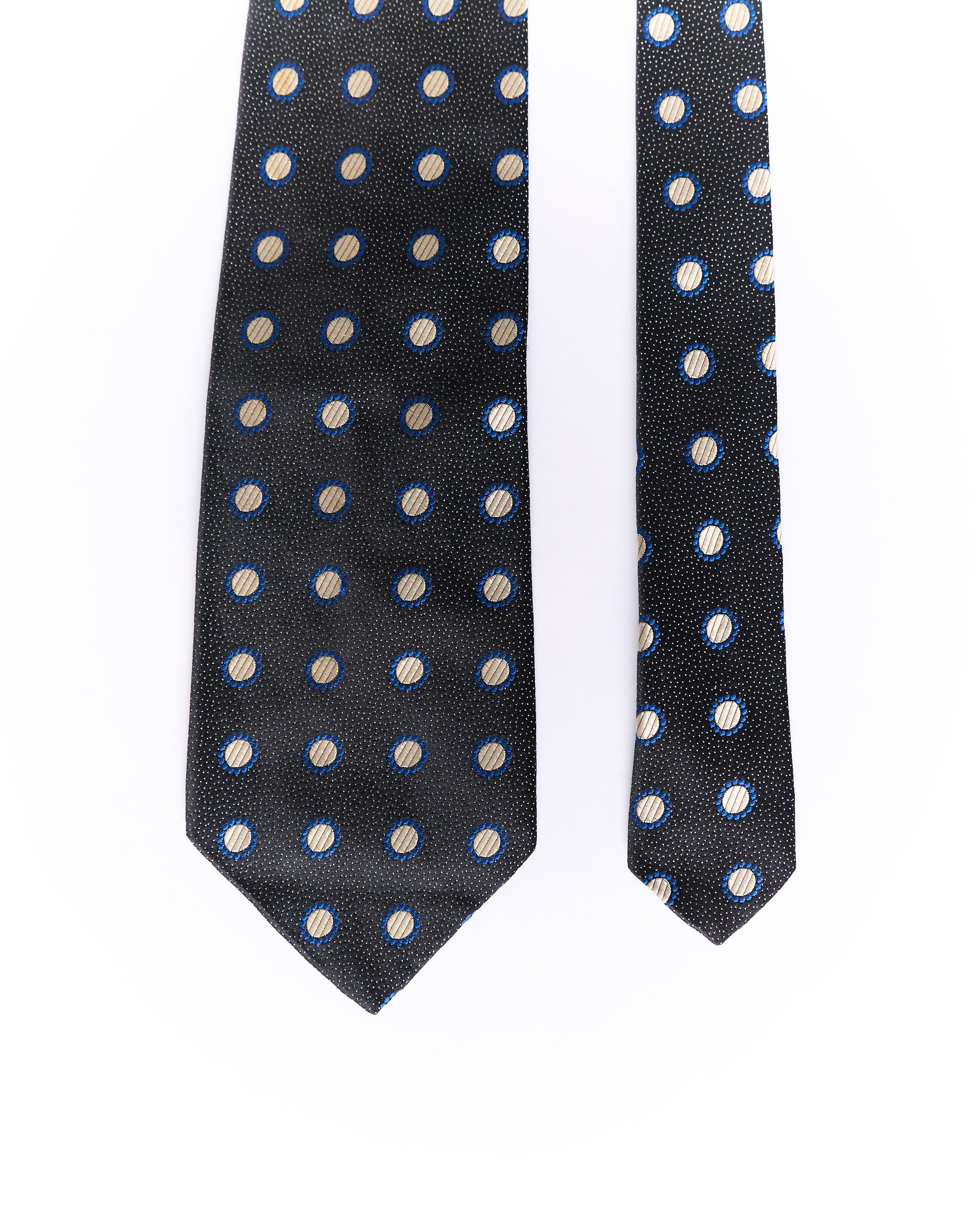 Hugo Boss Dark Grey, Beige and Blue Dotted Silk Tie