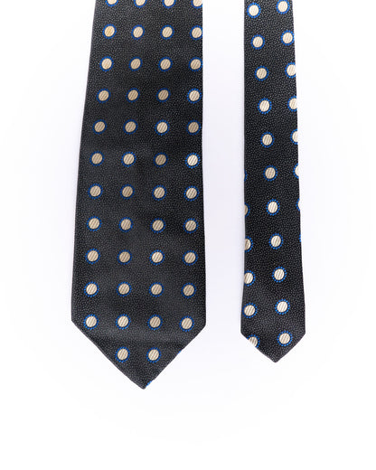 Hugo Boss Dark Grey, Beige and Blue Dotted Silk Tie