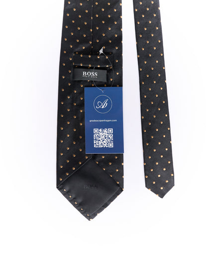 Hugo Boss Black and Beige Dotted Silk Tie