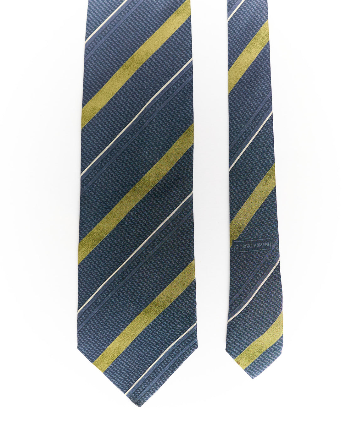 Giorgio Armani Blue and Yellow Striped Silk Tie