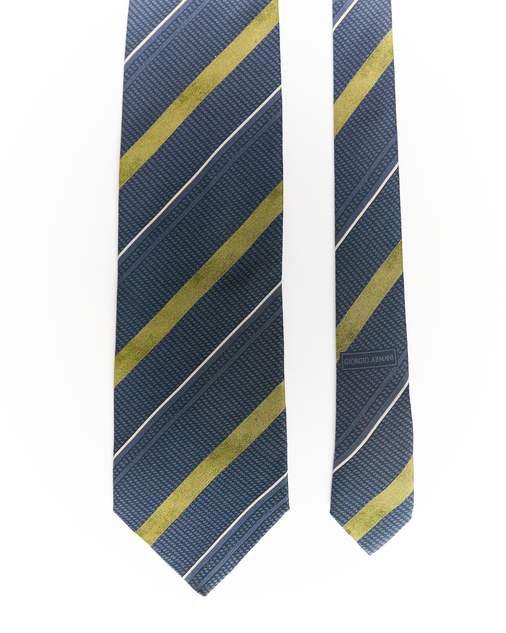 Giorgio Armani Blue and Yellow Striped Silk Tie