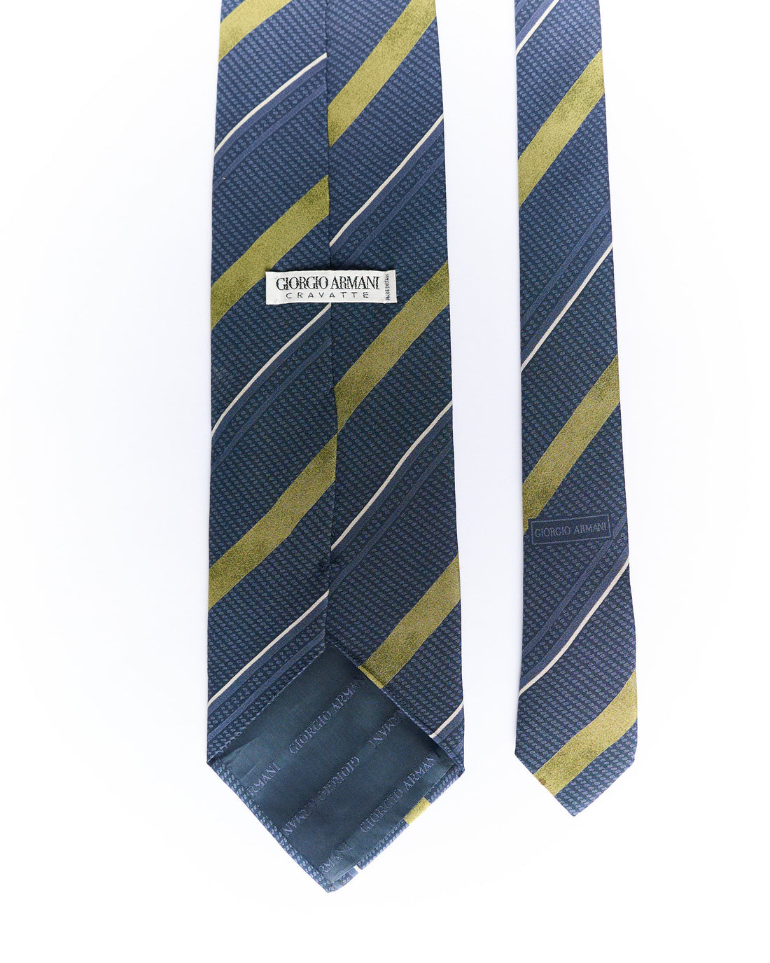 Giorgio Armani Blue and Yellow Striped Silk Tie