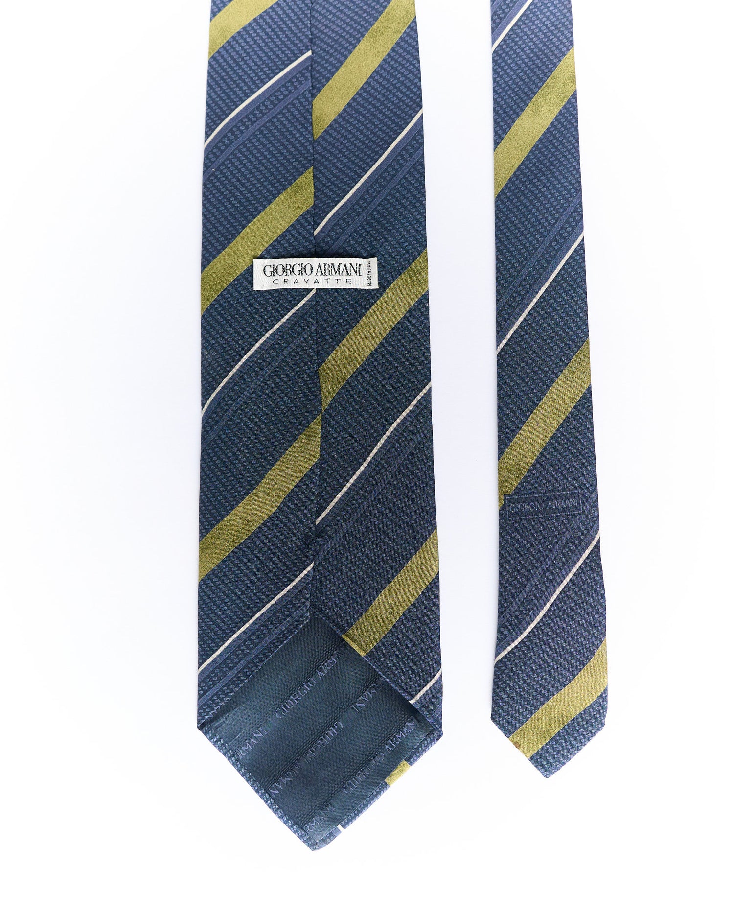 Giorgio Armani Blue and Yellow Striped Silk Tie