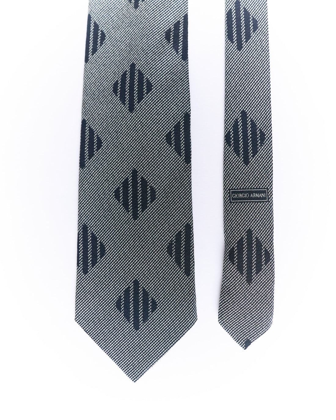 Giorgio Armani Light Grey and Navy Silk Tie
