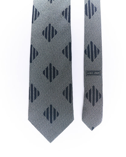 Giorgio Armani Light Grey and Navy Silk Tie