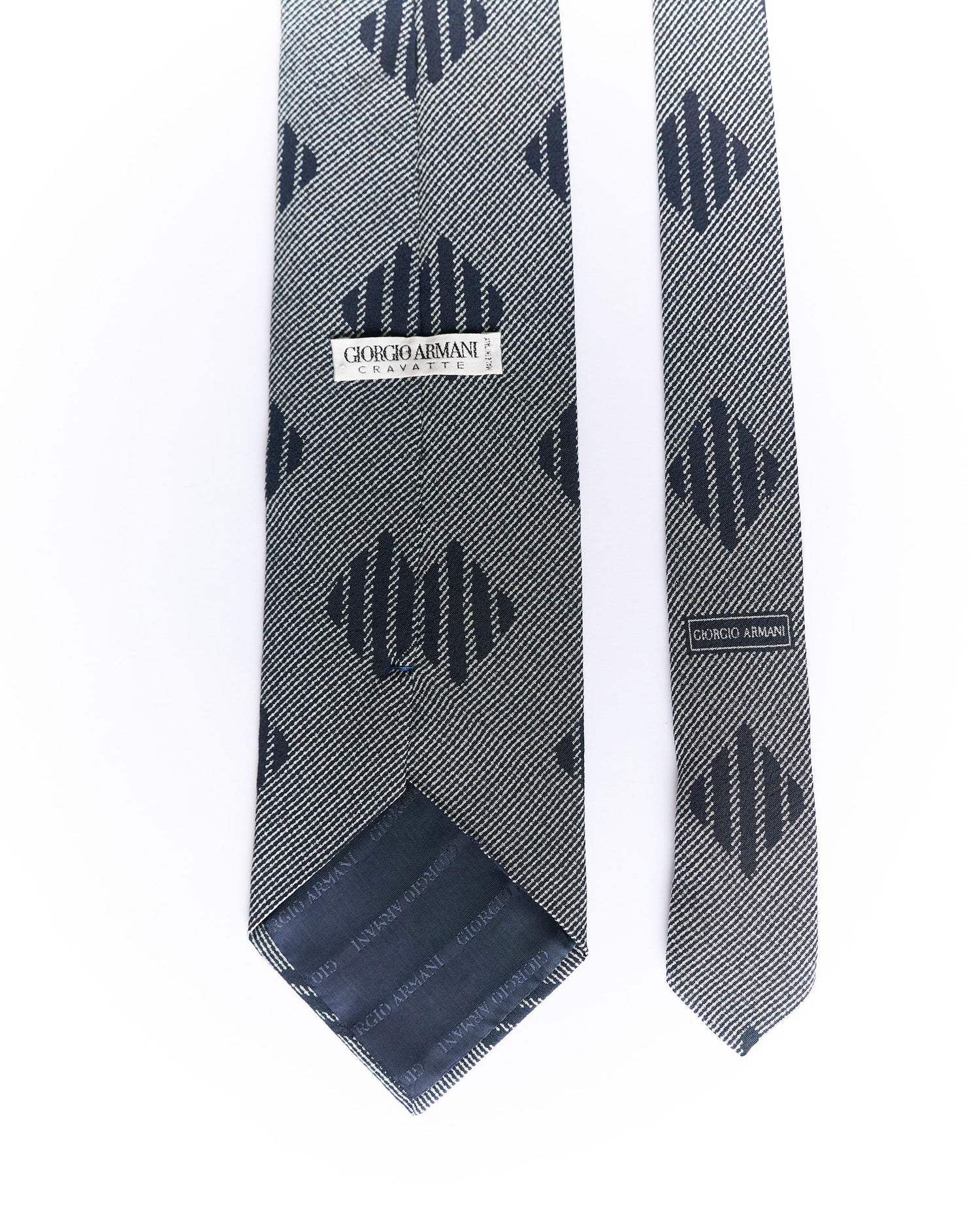 Giorgio Armani Light Grey and Navy Silk Tie