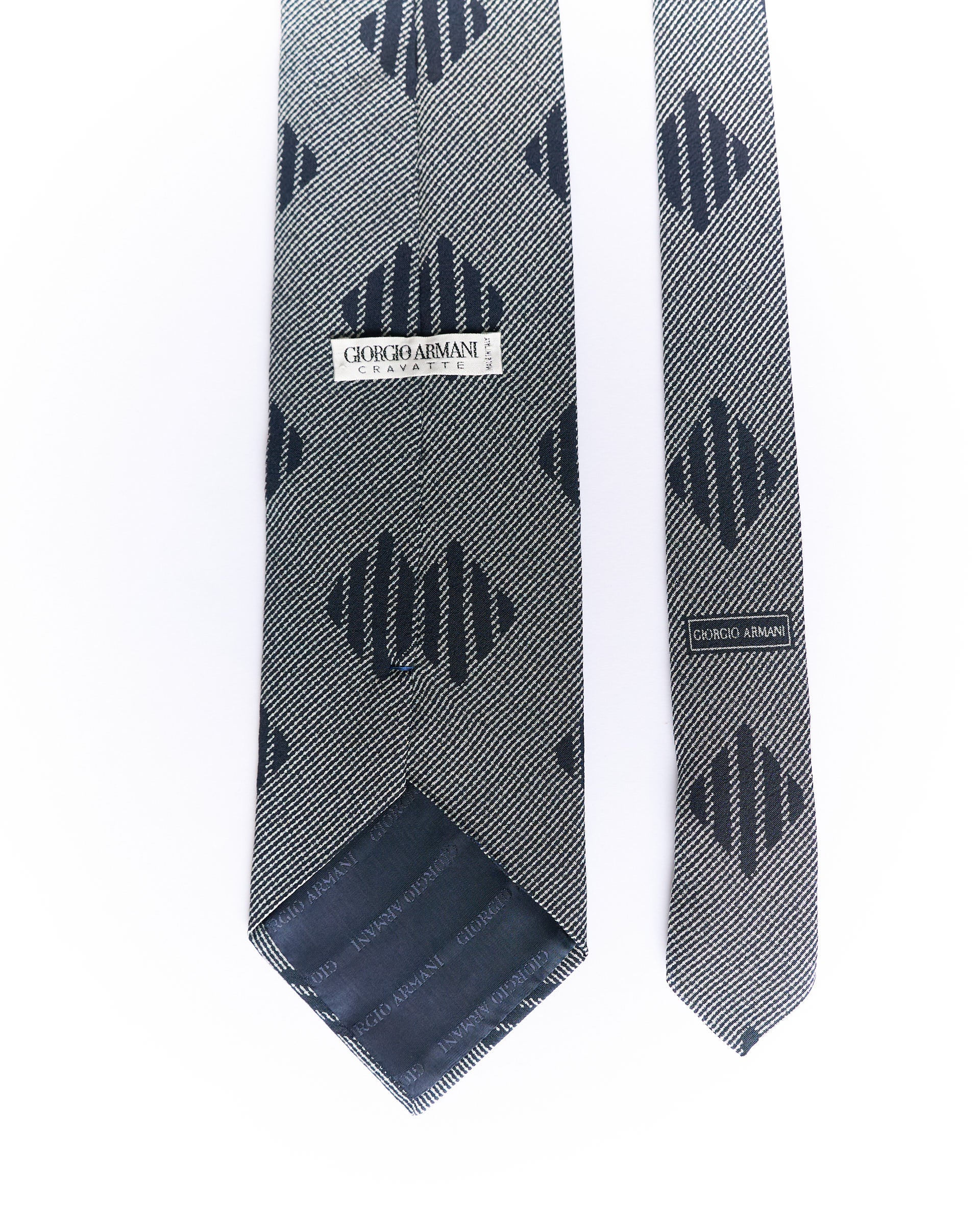 Giorgio Armani Light Grey and Navy Silk Tie