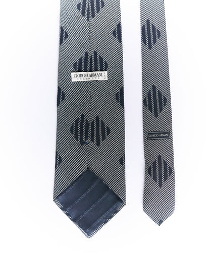 Giorgio Armani Light Grey and Navy Silk Tie