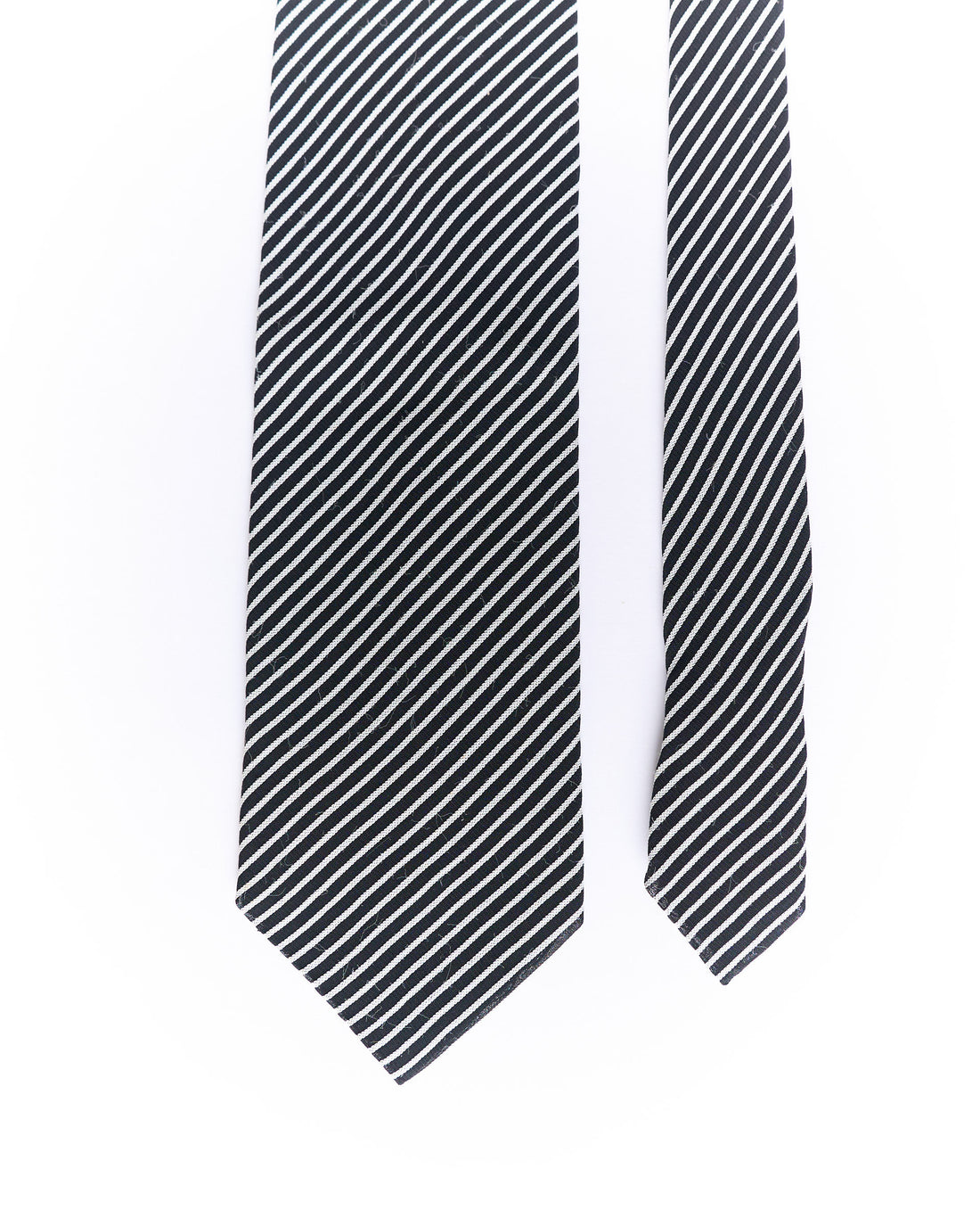Giorgio Armani Navy and White Striped Silk Tie