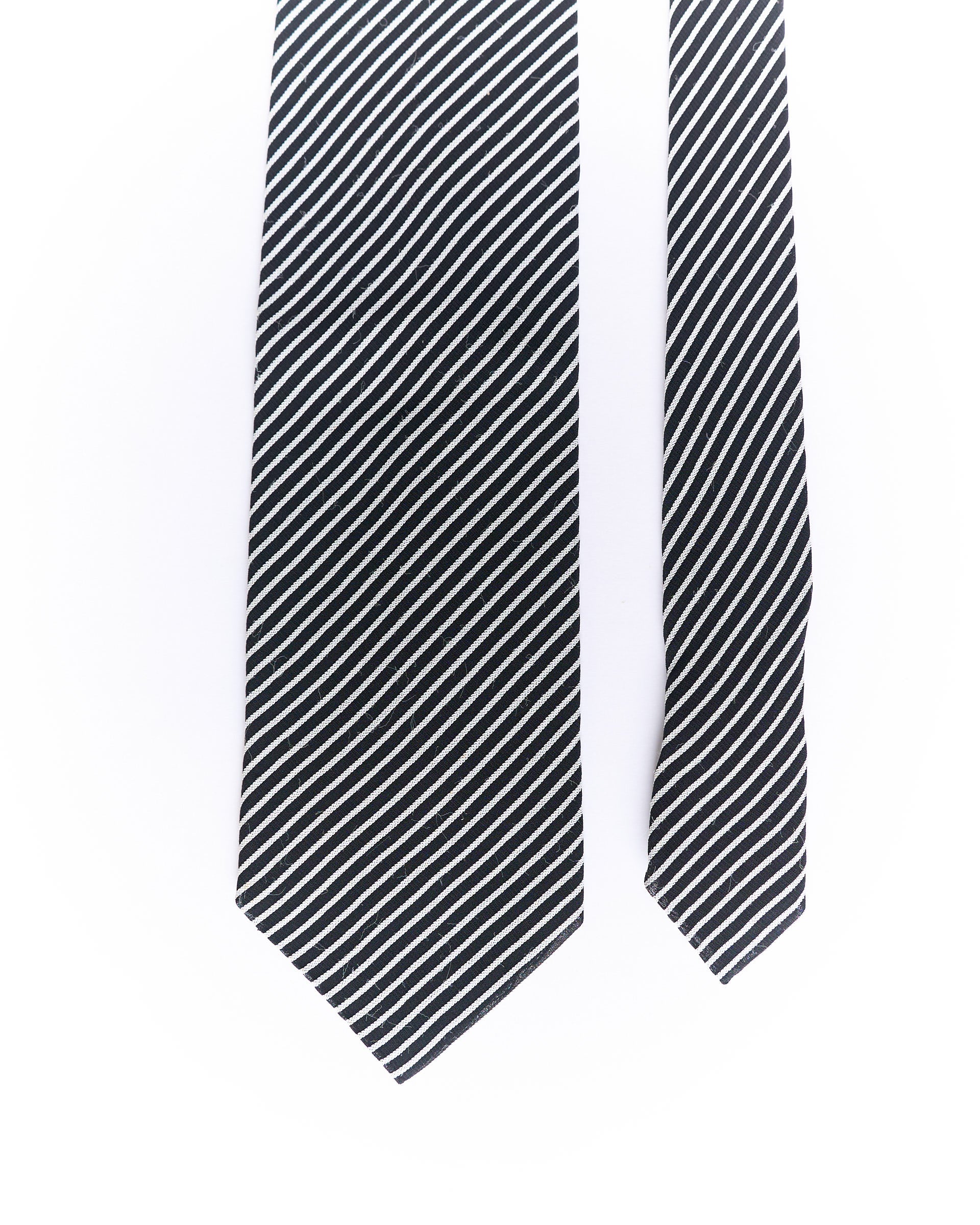Giorgio Armani Navy and White Striped Silk Tie