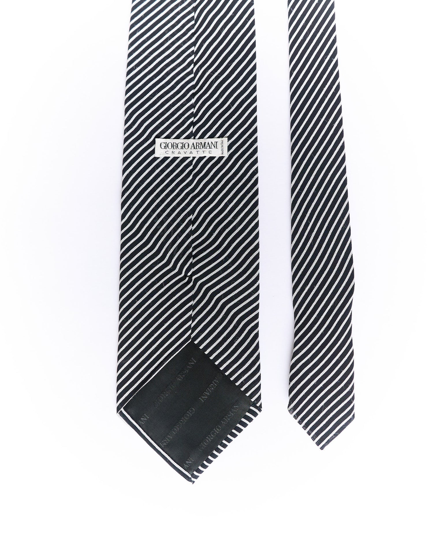 Giorgio Armani Navy and White Striped Silk Tie