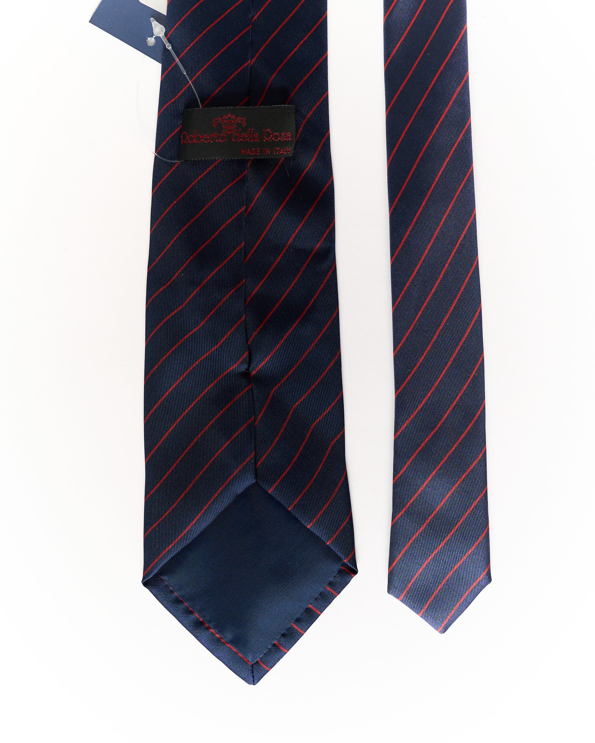 Roberto della Rosa Navy and Red Striped Silked Tie