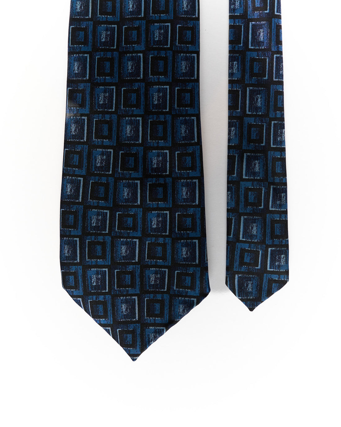 David Moss Dark Grey and Navy Checkered Silk Tie