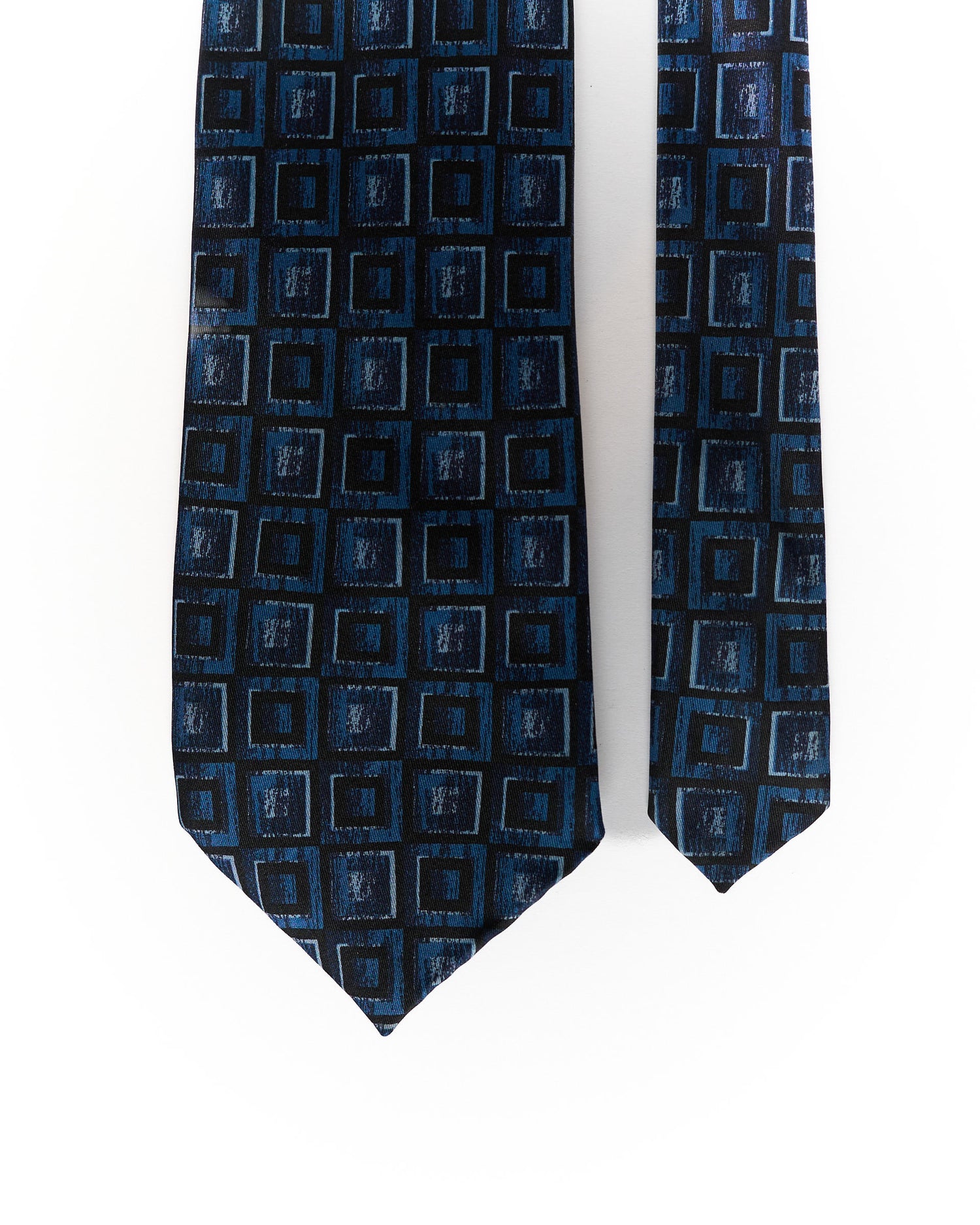 David Moss Dark Grey and Navy Checkered Silk Tie