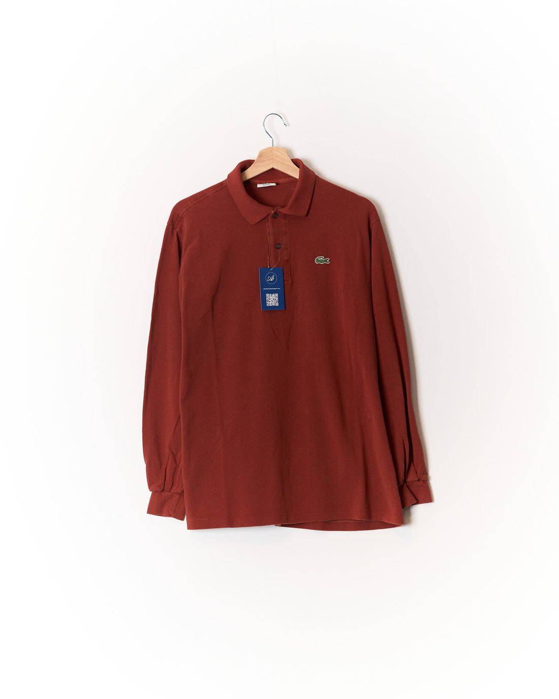 Lacoste Dark Red Long Sleeved Cotton Polo Shirt