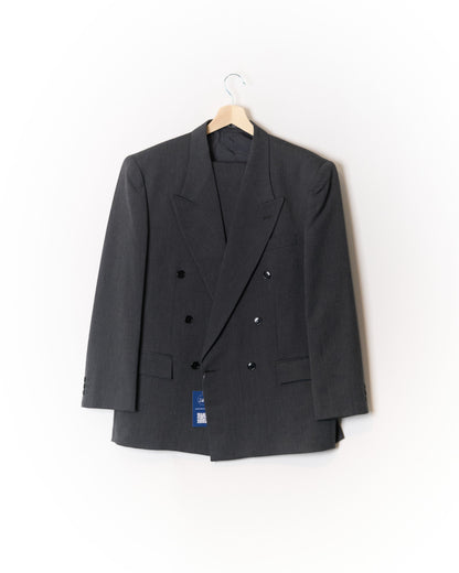 Mariella Burani Dark Grey Double Breasted Straight Leg Wool Suit