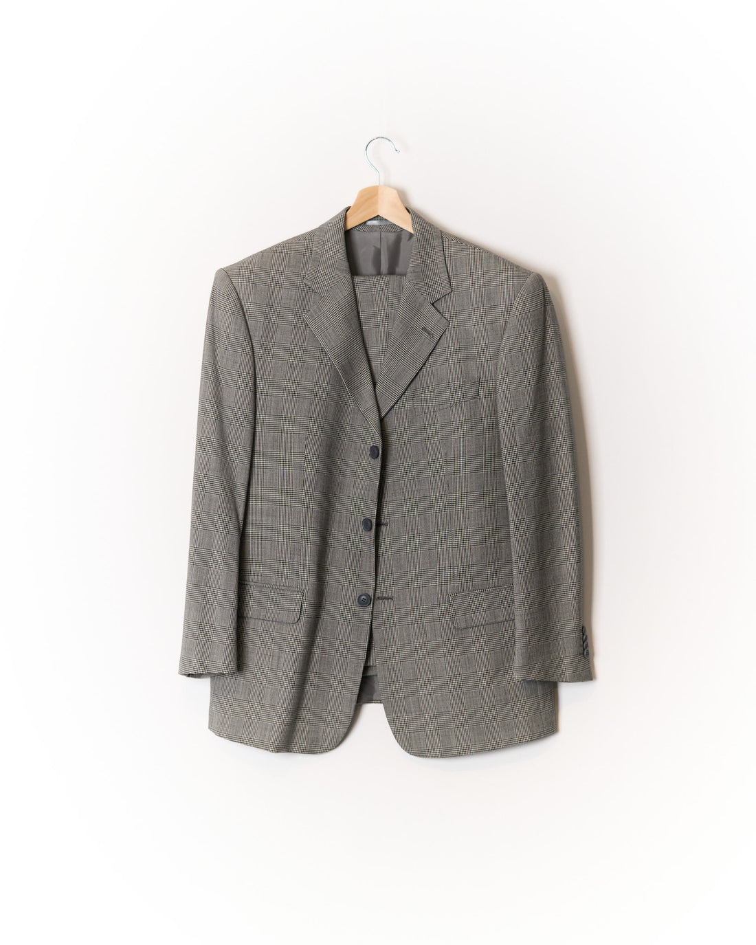 Bassano Grey Checkered Straight Leg Suit